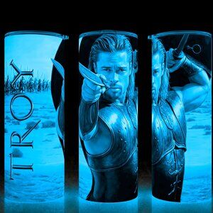 Glow in the Dark Troy 2004 Achilles - Brad Pitt Painting Movie Cup Mug Tumbler